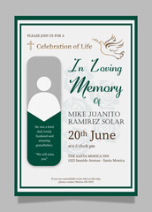 Invitation to a mass, in loving memory of those who are forever in our hearts. Design with edit text , rose blossom on the background.