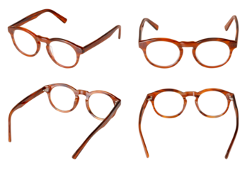 isolated brown men's glasses isolated on white background