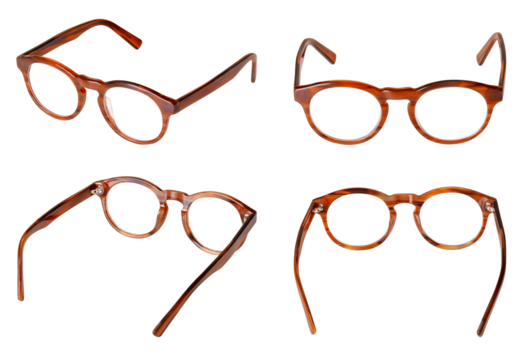 isolated brown men's glasses isolated on white background