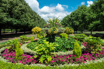 Fresh spring landscape and flowers design in the famous Regents Park in London