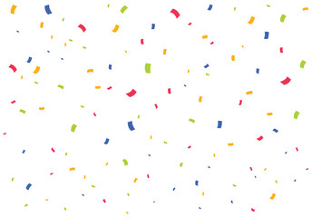 Many falling colorful confetti isolated on transparent background. Celebration banner. Vector