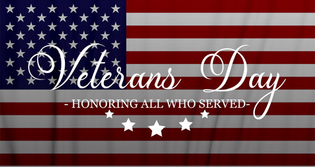 Veterans Day Abstract Banner Background with United States Waving Flag. Modern patriotic backdrop