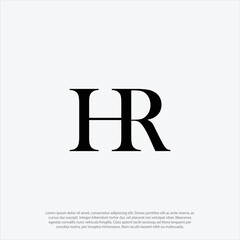 HR lettering alphabet combining letter H and R logo design in vector format.