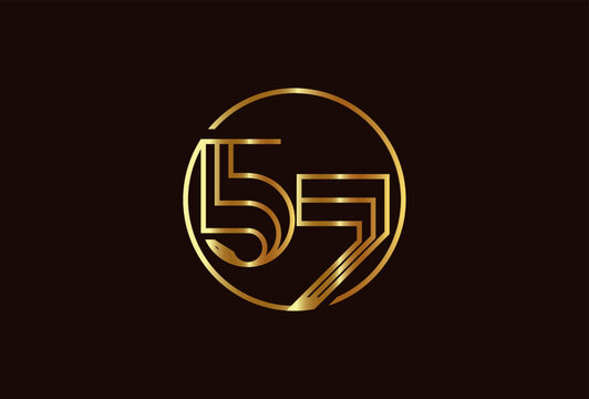 Number 57 Logo, Number 57 monogram line style inside circle can be used for birthday and business logo templates, flat design logo, vector illustration