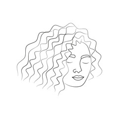 African American lady hairstyle elegant linear drawing illustration