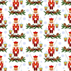 Vector - nutcracker with lantern seamless pattern.