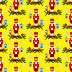Vector - nutcracker with lantern seamless pattern.