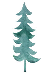 Christmas tree illustration, modern design. Hand drawn. Holiday greeting card