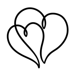 Line art heart with black thin line. PG with transparent background.