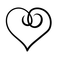 Line art heart with black thin line. PG with transparent background.