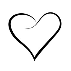 Line art heart with black thin line. PG with transparent background.
