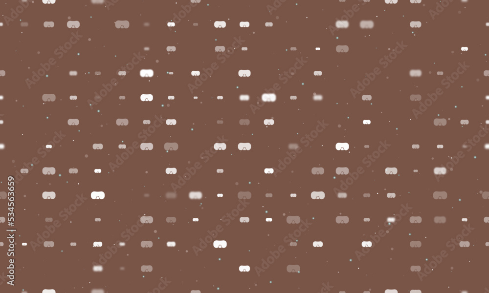 Poster seamless background pattern of evenly spaced white diving goggles symbols of different sizes and opa