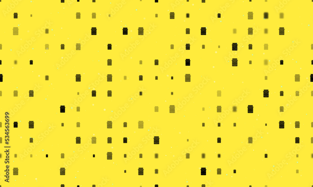 Poster seamless background pattern of evenly spaced black jar of jam symbols of different sizes and opacity