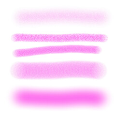 Collection of isolated vibrant pink airbrush textures