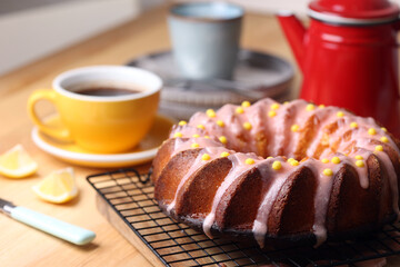 lemon cake with chocolate icing