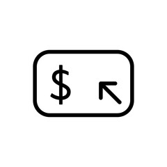 Money payment transfer vector icon black outline. EPS 10. Transaction sign. Payout, get finance illustration. Online banking symbol. Dollar cashback currency. Ewallet, salary. Isolated on white