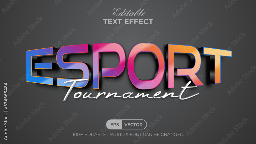 Poster 3d text effect esport tournament style. editable text effect.