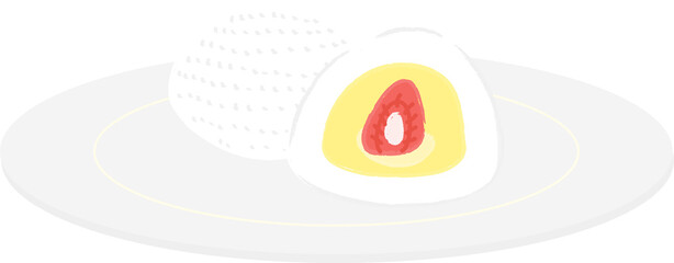 Daifuku Icon; japan; desserts; hand drawing; fruit; asian; icon; strawberry; cuisine; doodle; food; clip art; tokyo; japanese; street food; illustration; sketch; sweet