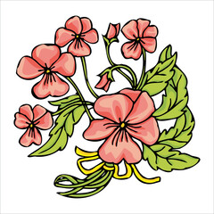 Pink flower vector design still on the stem