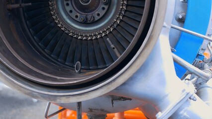Jet engine nozzle with heat-resistant steel blades. Replacing a helicopter engine to replace a...