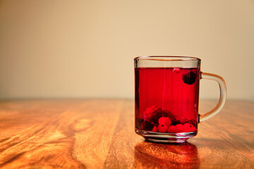 Red tea in glass cup