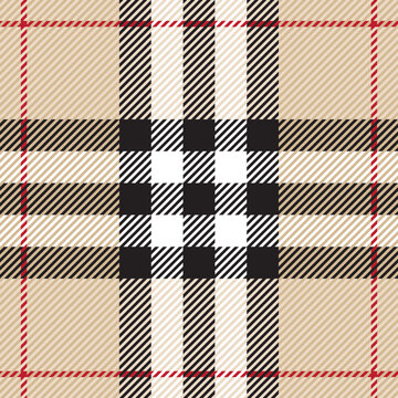 Seamless Burberry plaid pattern. Traditional Scottish fabric ornament. Stylish wallpaper for web design, textile printing and wrapping paper. Tartan large stripes.
