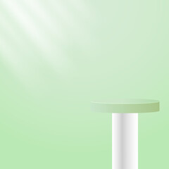 Background vector 3d green color cylinder pedestal podium with stage product and green wall scene. Product background. Abstract stage geometric shape green color product display presentation.