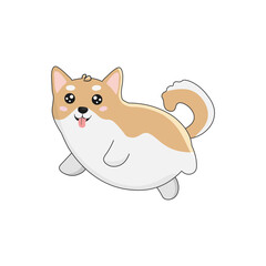 Cute friendly shiba inu puppy, isolated on white background. Great for icon, symbol, card, children's book