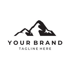 Logo design of mountains or mountains silhouettes. Logos for climbers, photographers, businesses.