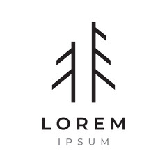 Creative abstract pine tree and pine forest Logo template design isolated background.Logos for badges,business,christmas,brands and natural products.