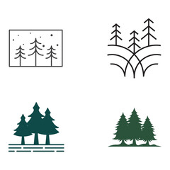 Obraz premium Creative abstract pine tree and pine forest Logo template design isolated background.Logos for badges,business,christmas,brands and natural products.