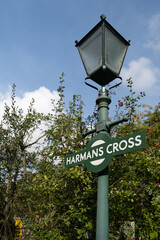 train station lamps green coloured