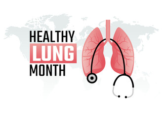 vector graphic of healthy lung month good for healthy lung month celebration. flat design. flyer design.flat illustration.