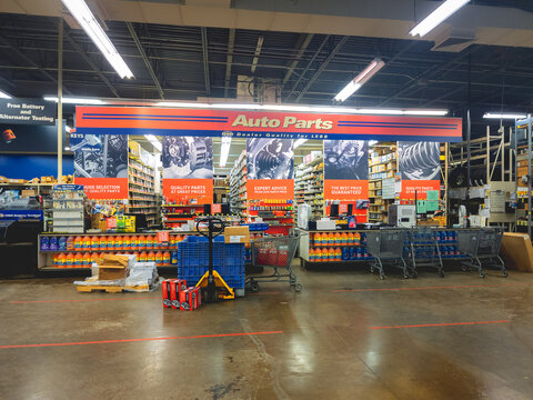 New Hartford, New York - Sep 6, 2022:Closeup View Of Pep Boys Auto Parts Store Parts Counter.