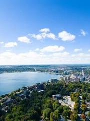 Foto op Canvas Down town barrie Drone views  Beginning of fall  blue skies and clouds  © contentzilla