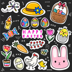 Doodle Kawaii various set fashion patch badges for sticker , postcard , invitation . vector illustration for kids