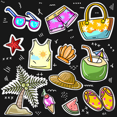 Doodle Kawaii various set fashion patch badges for sticker , postcard , invitation . vector illustration for kids