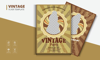 Vintage flyer template. Retro Food Advertisement Layout Design Template