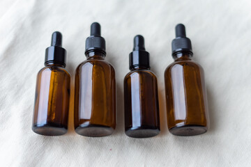 Cosmetic bottles for oil. Phermaceutical organic spray for massage and spa procedures