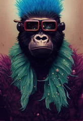 Porträt eines Punkaffen. Monkey-Rock-Musiker. Hipster-Affe mit Punkfrisur. 3D-Rendering © designprojects