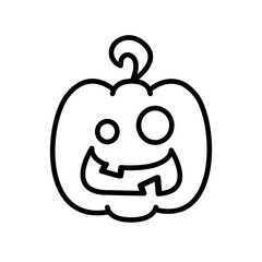 Halloween pumpkin face. Vector linear pumpkin with smiley face. Illustration halloween face, pumpkin smiley