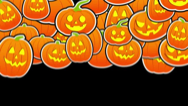 4K Halloween pumpkins transition animation on Alpha background.