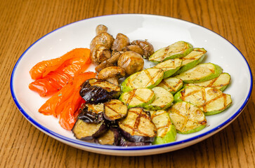 Grilled vegetables in a plate