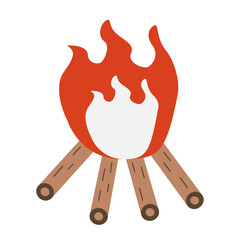 Campfire isolated on a white background. campfire for cooking and heating.