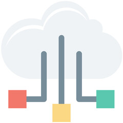 Cloud Network Colored Vector Icon