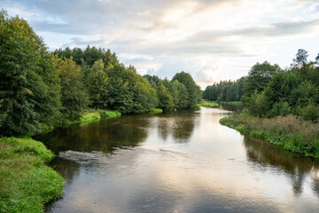 Fototapeta na wymiar view of the Warta River in Kamion, Łódź Province, Poland