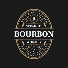 Fototapeta na wymiar Vintage frame logo. Antique packaging label. Suitable for whiskey, bourbon, scotch, wine, vodka, rum, beer, distillery, etc.