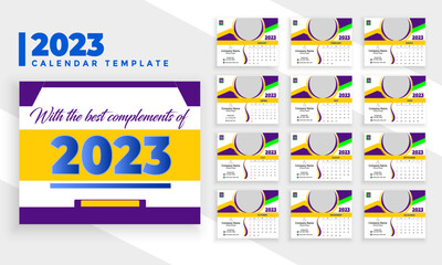 Obraz na płótnie Canvas Calendar 2023, Calendar 2024 week start Monday corporate design template vector. Happy New Year Desk CalenderTemplate