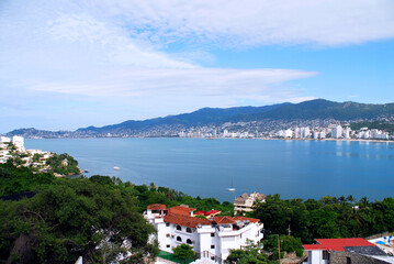 Fototapeta na wymiar Acapulco Mexico, View of the Port and La Costera, panoramic view, Pacific Ocean, travel, tourism