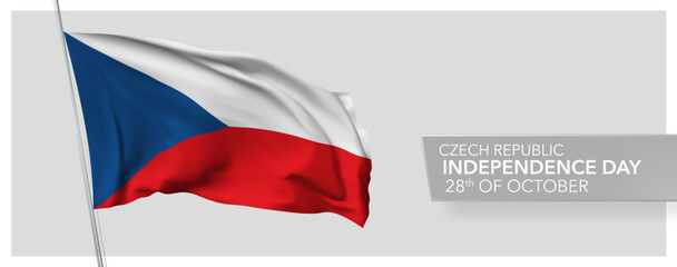 Czech republic happy independence day greeting card, banner vector illustration